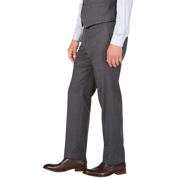 Michael Kors Mens Regular Fit Natural Stretch Check Wool Pants 37W x 34L Grey - Picture 3 of 3